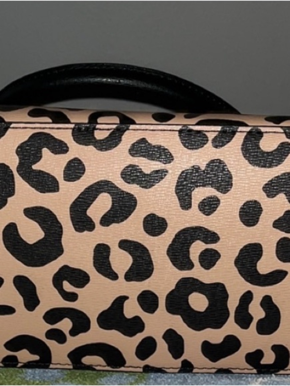 kate spade Leopard Satchel with Black Trim and Strap - Picture 3 of 3